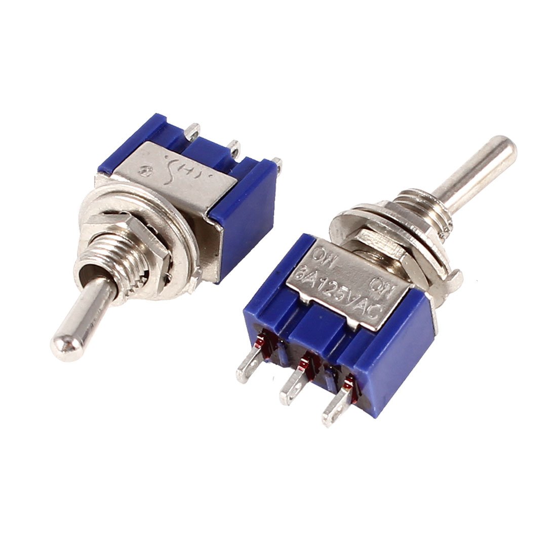 IIVVERR 2 Pcs MTS-102 3-Poles SPDT ON-ON Mini Toggle Switch AC 6A